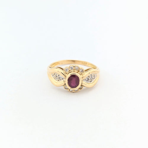 Bague 52 Bague en or jaune diamants et rubis 58 Facettes 30483