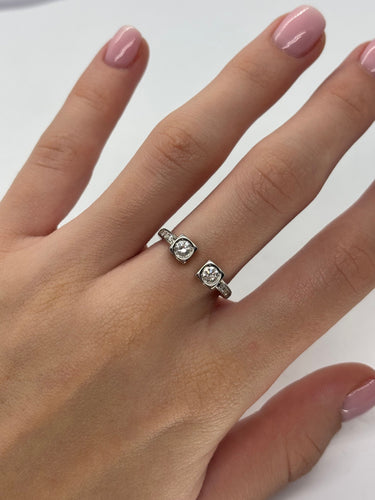 Bague 53 Bague Dinh Van 2 cubes XL or blanc et diamants 0,43 ct 58 Facettes 1183