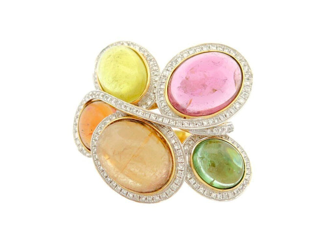 Bague 54 bague en or jaune 18k t54 sertie 5 pierres & 150 diamants 1.05ct 58 Facettes 268939