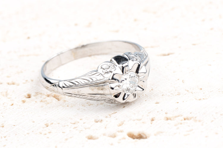 Bague 63 Bague diamant 0,25 ct en or blanc – travail ancien 58 Facettes BGDOC626-107