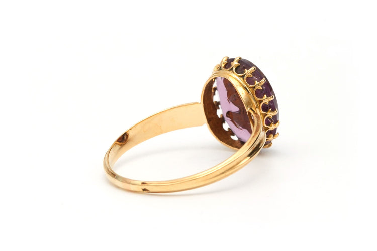 Bague 54 Bague Napoléon III en or jaune sertie d'une améthyste et de perles 58 Facettes 22202