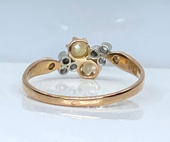 Gullring med perler og diamanter ca. 1900 