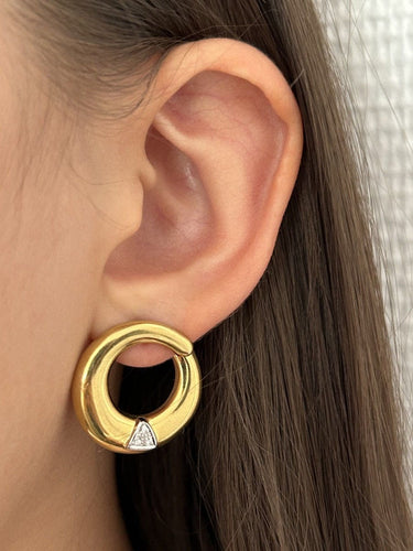 Boucles d'oreilles Paire de boucles d’oreilles Vintage en or 18K et diamants 58 Facettes