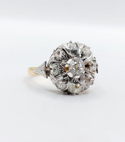 Bague 54 Bague marguerite or jaune, platine et diamants taille ancienne (circa 1920) 58 Facettes A05474