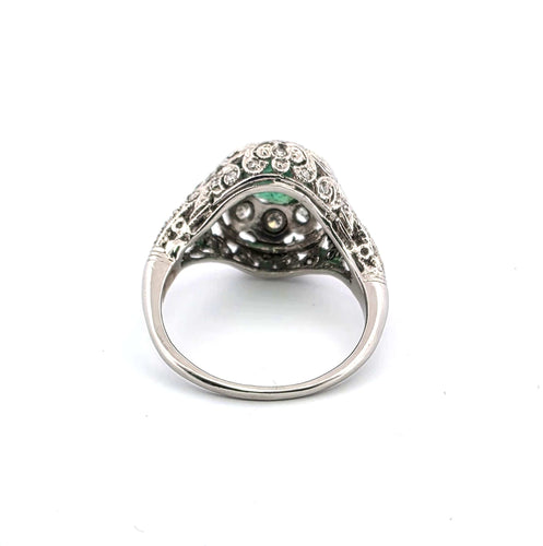 Bague 54 Bague en platine avec émeraude centrale et diamants 58 Facettes