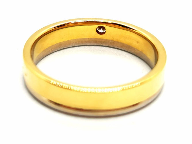 Bague 54 Bague Alliance Or jaune, Or blanc Diamant 58 Facettes 1589389CN