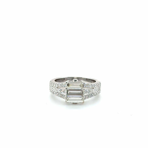 Bague 54 Bague Or blanc - Diamants baguette 58 Facettes 1.0000666/1