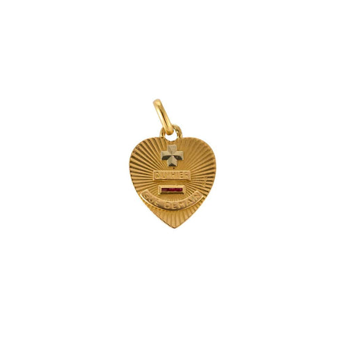 Pendentif AUGIS - Médaille d'amour - or jaune et rubis de synthèse 58 Facettes SEN1988