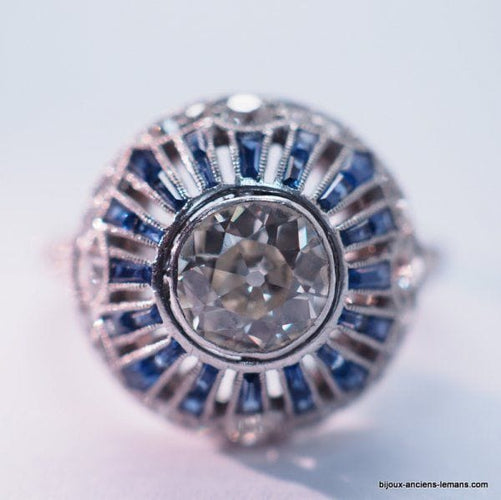 Bague 50 bague art déco diamants saphirs 58 Facettes 4263