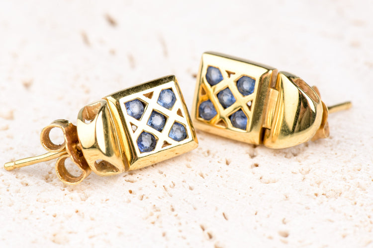 Boucles d'oreilles Boucles d'oreilles 18 carats Or jaune 0.20ct Saphir 58 Facettes BOVISAPH-107