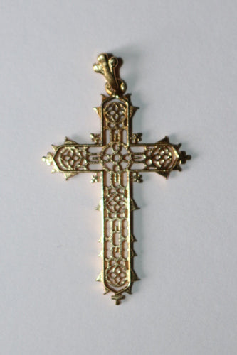 Pendentif Pendentif croix ajourée en or jaune 58 Facettes 593