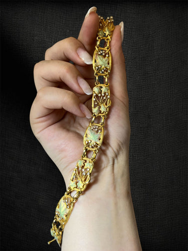 Bracelet Bracelet Liberty « Elowyn » en or jaune, diamants et émail 58 Facettes