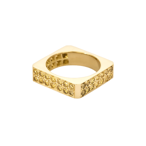 Bague 59 Bague design or jaune et diamants jaunes 58 Facettes