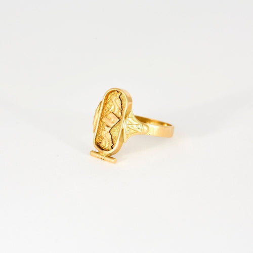 Bague 56.5 Bague Or Jaune Cartouche Egyptien 58 Facettes