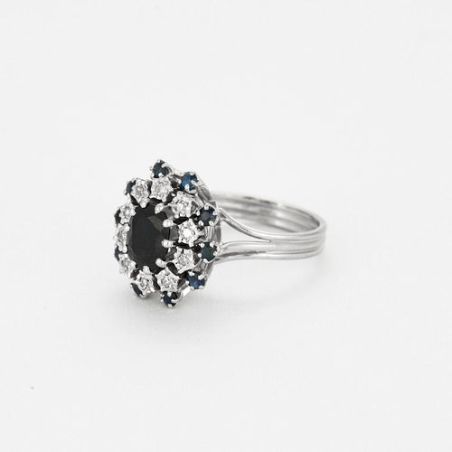 Bague Bague Marguerite en Or blanc 18k Saphir 58 Facettes NAR0342