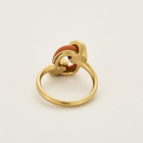 Bague 54 Bague en or jaune et corail 58 Facettes HOU5502
