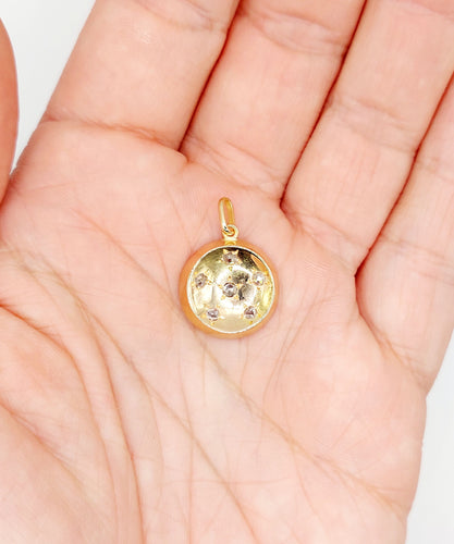 Pendentif Pendentif cible Art Déco or rose, diamants taille rose, serti étoilé (circa 1920) 58 Facettes A05794