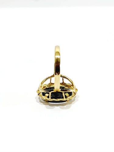 Bague 59 Bague Or jaune avec camée bleu 58 Facettes