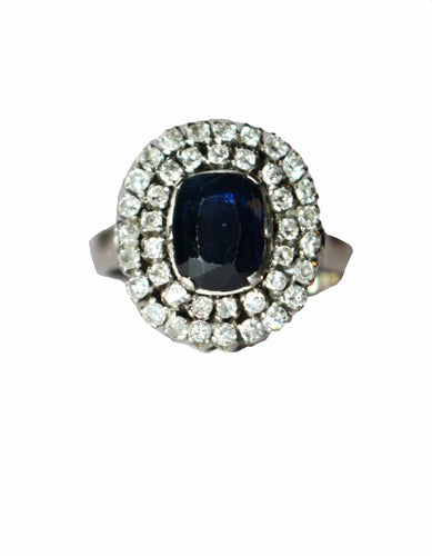 Bague 50 Bague Or Blanc Saphir double entourage Diamants 58 Facettes 577
