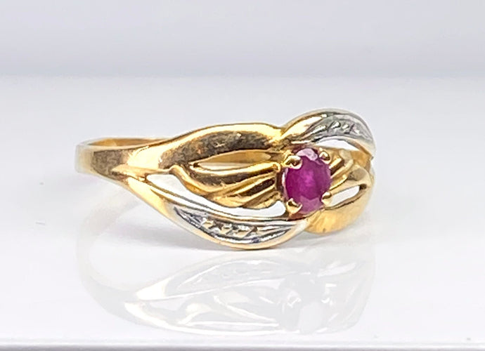 Bague 54 Bague or jaune et rubis 58 Facettes AB515