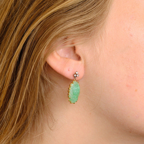 Boucles d'oreilles Boucles d Oreille Jade Diamants 58 Facettes