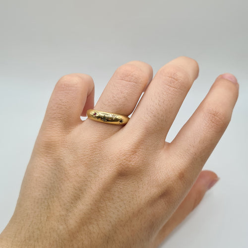 Bague 58 Bague or jaune sertie pierres colorées 58 Facettes