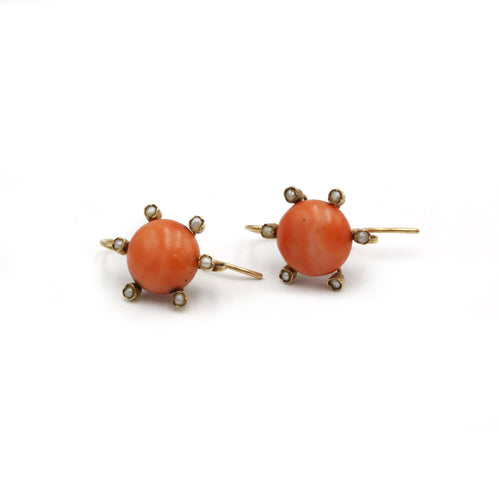 Boucles d'oreilles Boucles d'oreilles - Or jaune, corail et perles 58 Facettes 1138