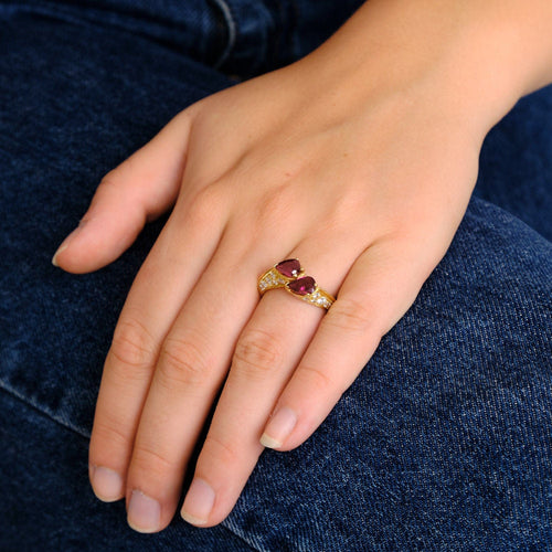 Bague 55 Bague Toi et Moi Rubis Diamants 58 Facettes