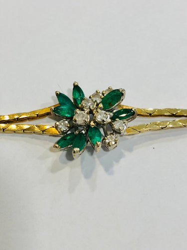 Bracelet Bracelet ancien or jaune, émeraudes et diamants 58 Facettes
