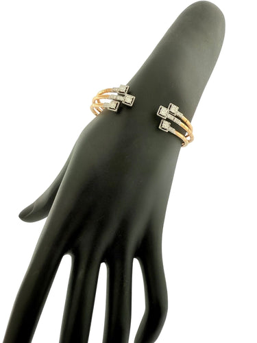 Bracelet Bracelet manchette or rose et or blanc, diamants naturels 58 Facettes