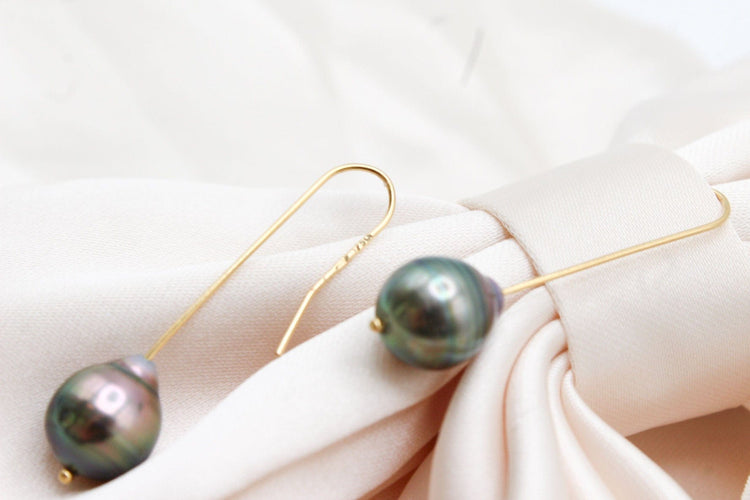 Boucles d'oreilles Boucles d'oreilles or jaune et perles de Tahiti 58 Facettes 250193