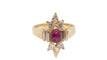 Bague 53 Bague fleur or jaune, cabochon de rubis et diamants 58 Facettes 30364