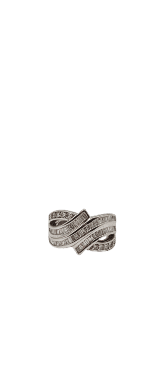 Bague 54 Bague d'éternité vintage en or blanc sertie de diamants 58 Facettes 21002984