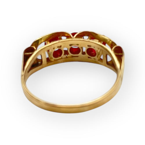 Bague 59 Bague or rose style ancien 3 pierres rouges 58 Facettes 149059715