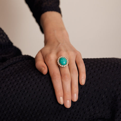 Bague 56 BAGUE MARGUERITE TURQOISE DIAMANTS 58 Facettes 0