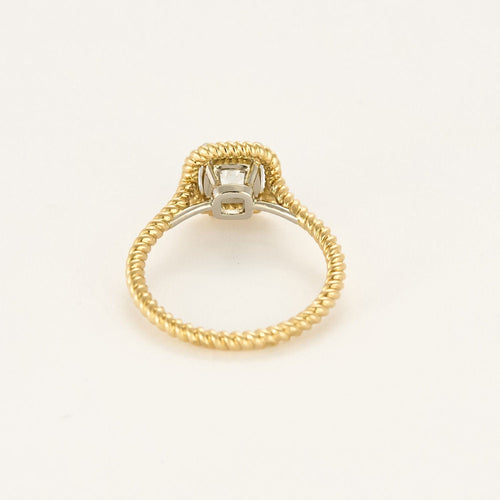 Bague 51 Solitaire Torsadé diamant taille ancienne 1,01 carat en or jaune. 58 Facettes