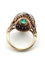 Low yellow gold ring and silver with emerald and diamonds 
