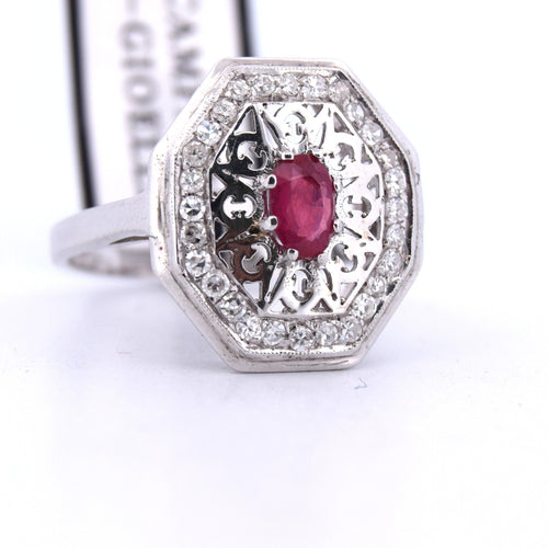 Anello rubino diamanti Art Déco 58 Facettes