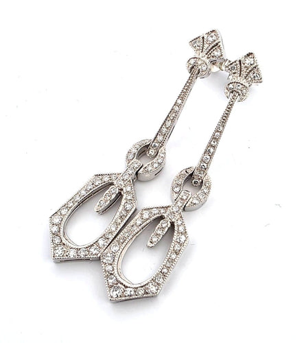 Boucles d'oreilles Boucles d'oreilles en platine serties de diamants 58 Facettes