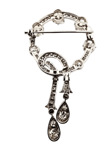 Broszka z białego złota i diamentów 58 Facettes