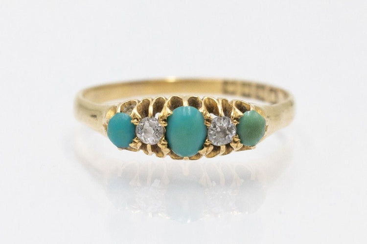 Bague 58 Bague ancienne ornée de turquoises et de diamants, 1903. 58 Facettes 11234
