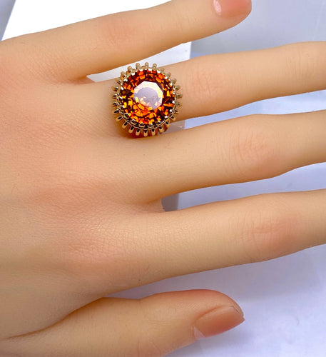 Bague 51.5 Bague en or jaune 18 carats et citrine Madère 58 Facettes AB496