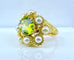 Bague 52 Bague coktail en or jaune 18 carats, péridot 3,98 ct et 9 perles 58 Facettes AB571