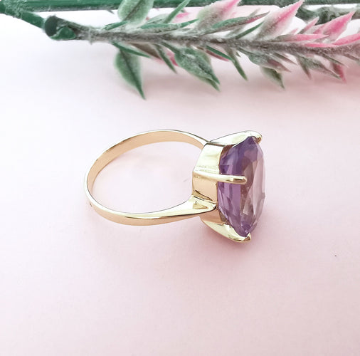 Bague 54.5 Bague Améthyste en Solitaire Or Jaune 58 Facettes AA 1602