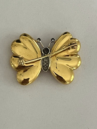 Broche Broche Papillon or jaune et blanc diamants 58 Facettes 5656