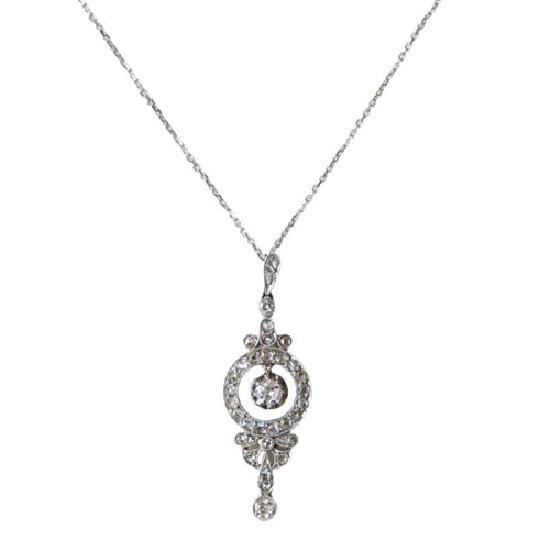 Collier Collier pendentif Art Déco or blanc et diamants 58 Facettes