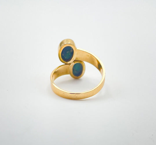 Bague 56 Bague Toi et Moi Or jaune Saphirs Etoilés 58 Facettes