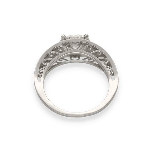 Bague 59 Solitaire Style Art Déco en Platine – Diamant Coussin 2.73 ct H-SI1 – HRD – Taille 59 – Mise à Taille Offerte 58 Facettes FB10852