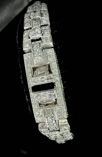 Bracelet Bracelet Art Déco en platine serti de 3,60 carats de diamants 58 Facettes