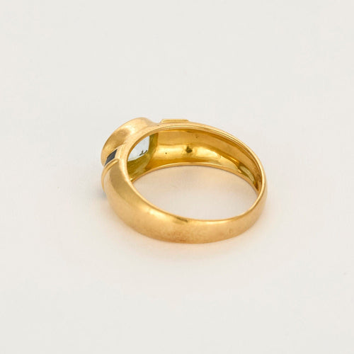 Bague 54 Bague jonc en or jaune, aigue marine 58 Facettes REU0901